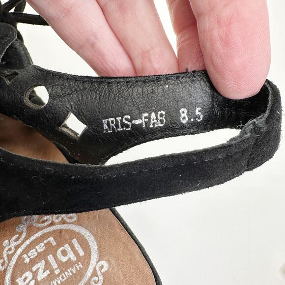 Jeffrey Campbell Suede Lace Up Platform Heel Peep Toe Sandal Black Women 8.5 - Picture 10 of 11